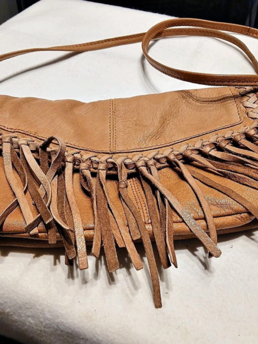 Aldo Brown Leather Fringe Crossbody Bag